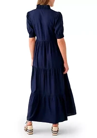 Women's Smocked Ruffle Neck Dress