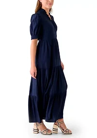 Women's Smocked Ruffle Neck Dress