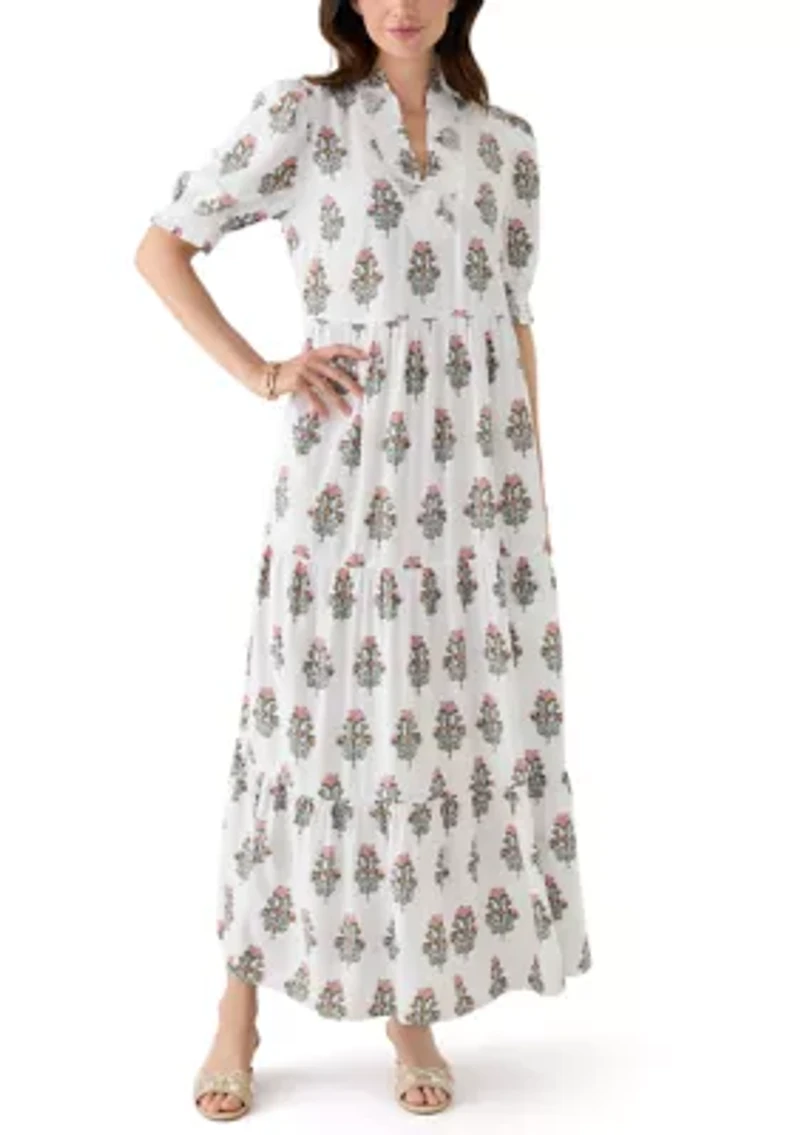 Women's Smocked Ruffle Printed Dress