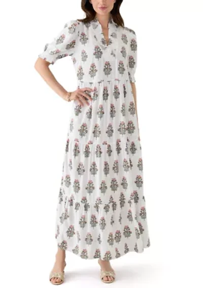 Women's Smocked Ruffle Printed Dress