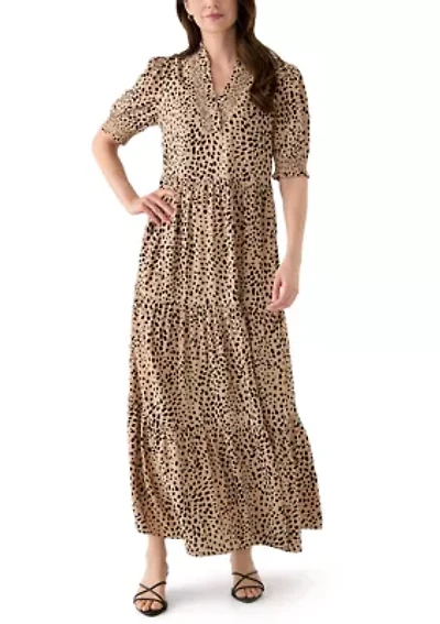 Women's Smocked Ruffle Printed Dress