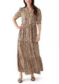 Women's Smocked Ruffle Printed Dress