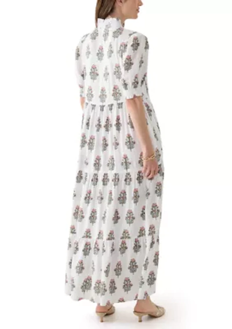 Women's Smocked Ruffle Printed Dress
