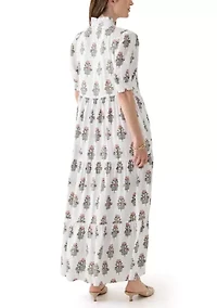 Women's Smocked Ruffle Printed Dress
