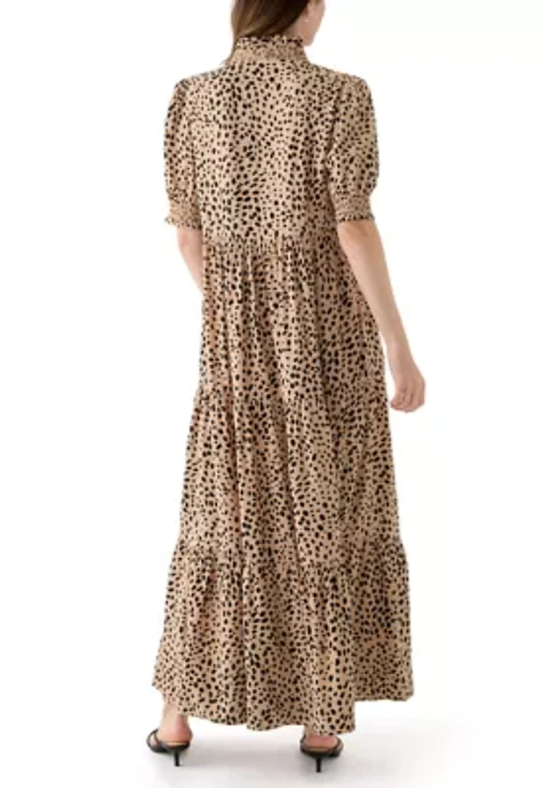 Women's Smocked Ruffle Printed Dress