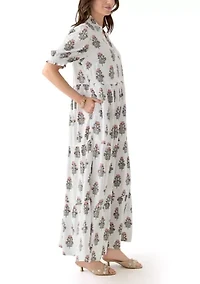 Women's Smocked Ruffle Printed Dress