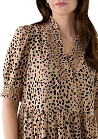 Women's Smocked Ruffle Printed Dress