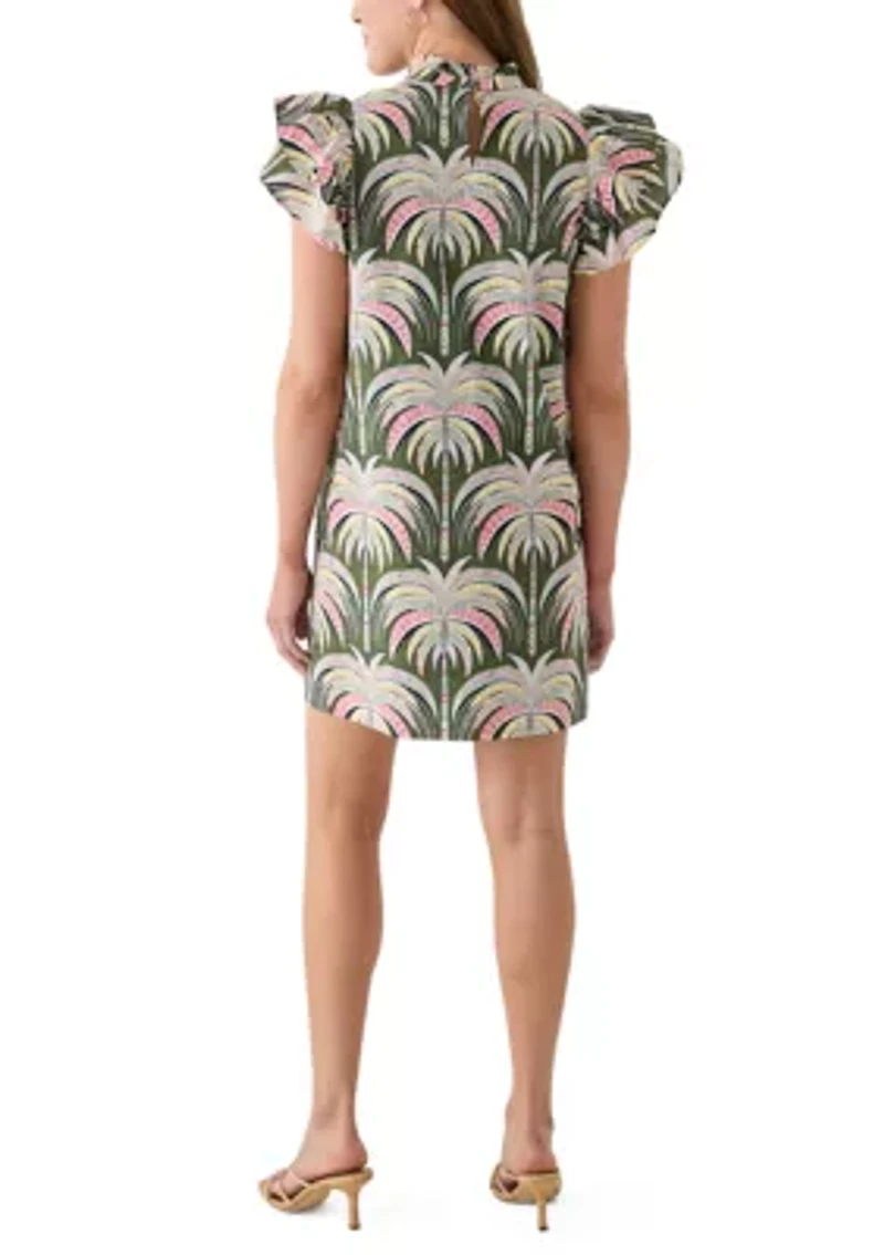 Women's Short Sleeve Printed Smocked Bib Dress
