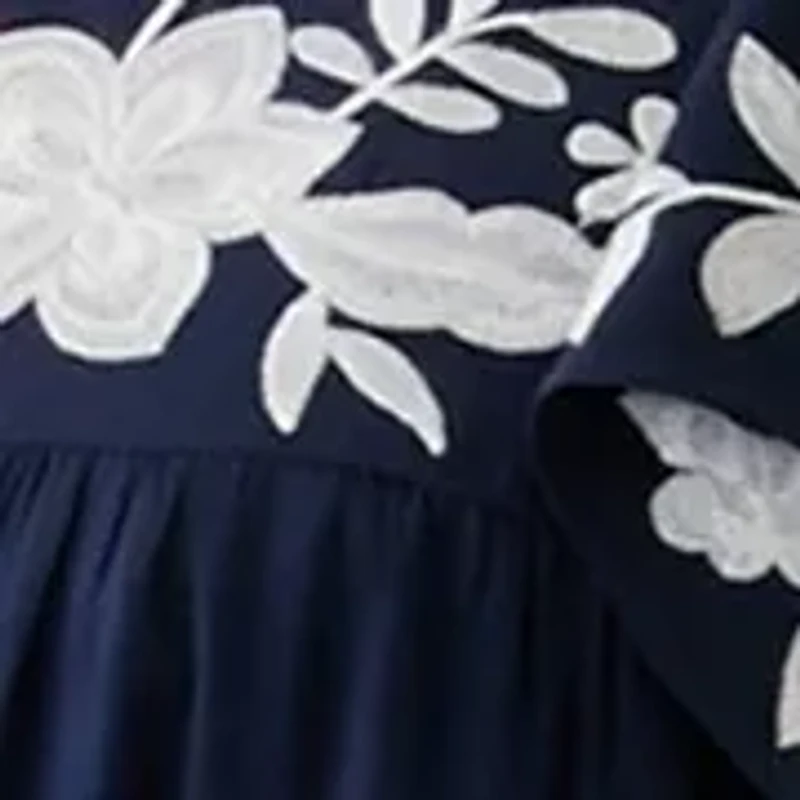 Women's Flutter Sleeve Embroidered Dress