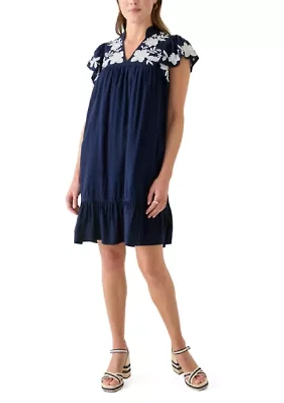 Women's Flutter Sleeve Embroidered Dress