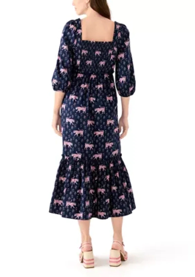 Women's 3/4 Sleeve Square Neck Maxi Dress