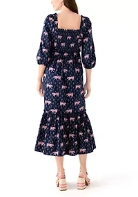 Women's 3/4 Sleeve Square Neck Maxi Dress