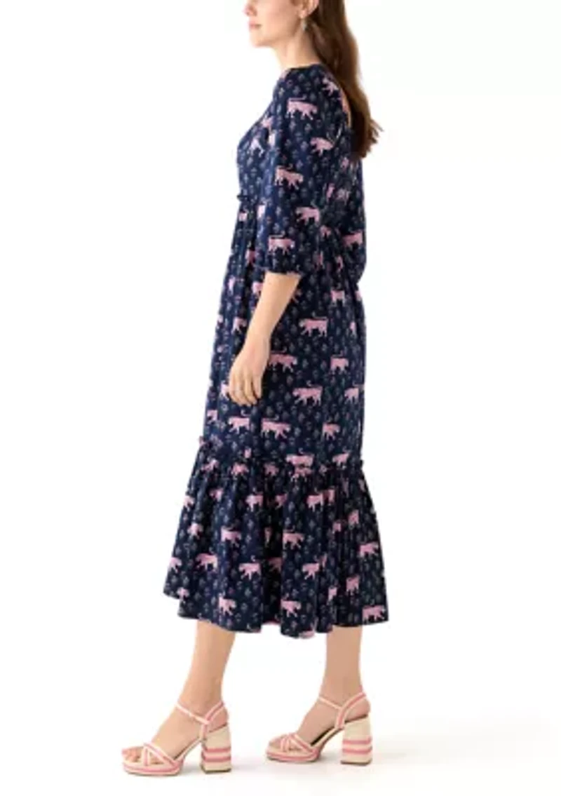 Women's 3/4 Sleeve Square Neck Maxi Dress