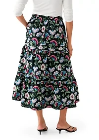 Plus Pleated Printed Midi Skirt