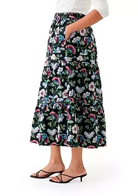 Plus Pleated Printed Midi Skirt