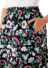 Plus Pleated Printed Midi Skirt