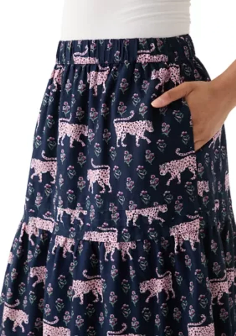 Plus Pleated Printed Midi Skirt