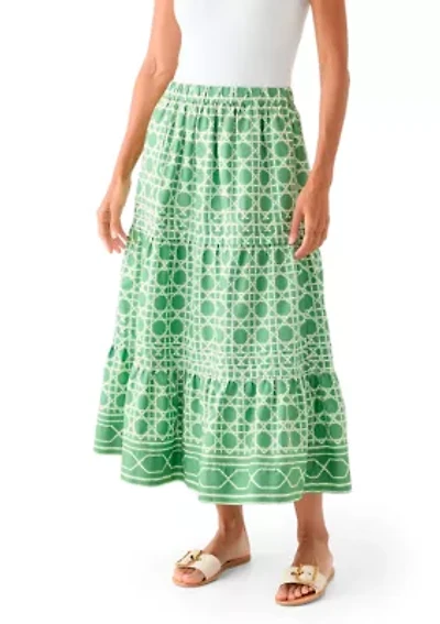 Women's Pleated Printed Midi Skirt