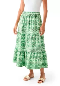 Women's Pleated Printed Midi Skirt