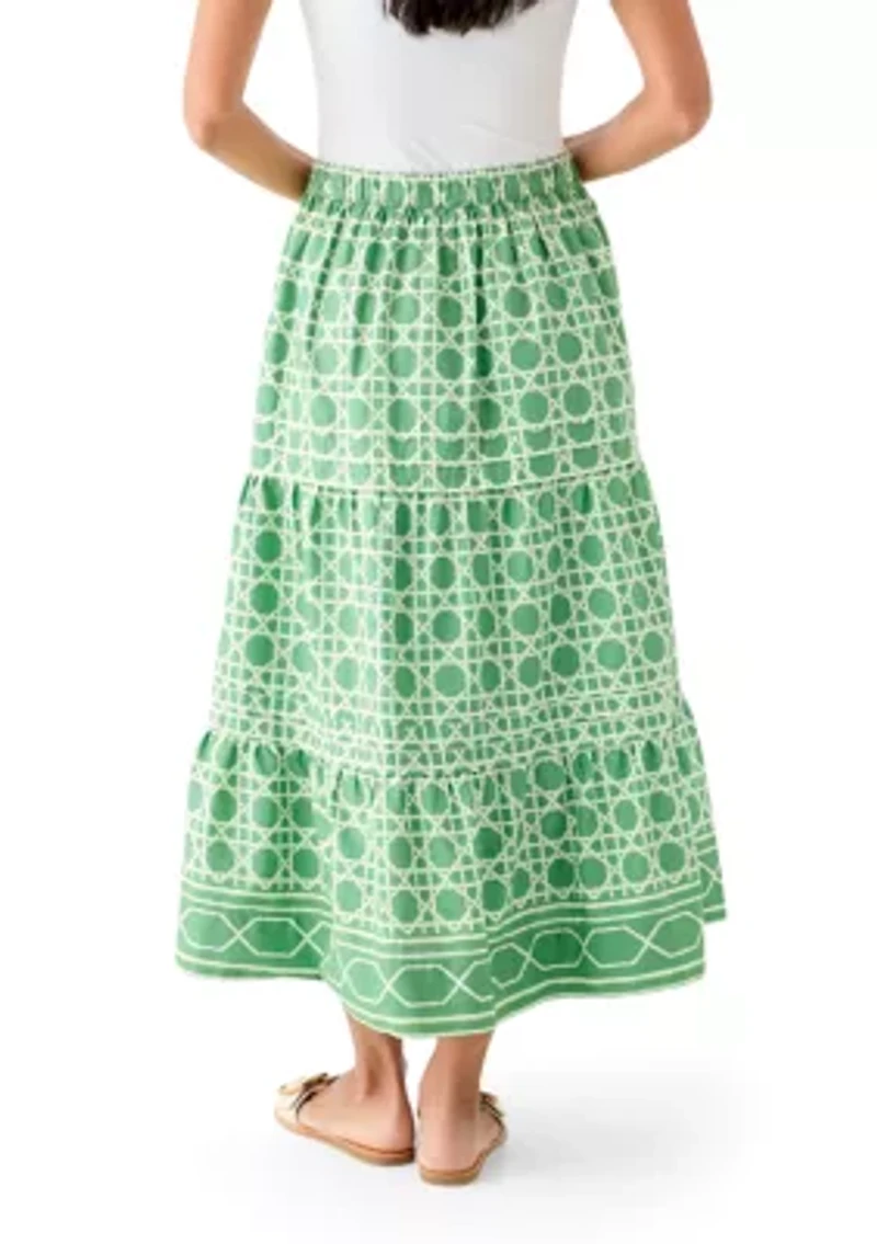 Women's Pleated Printed Midi Skirt