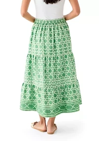 Women's Pleated Printed Midi Skirt