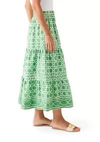 Women's Pleated Printed Midi Skirt