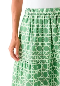 Women's Pleated Printed Midi Skirt