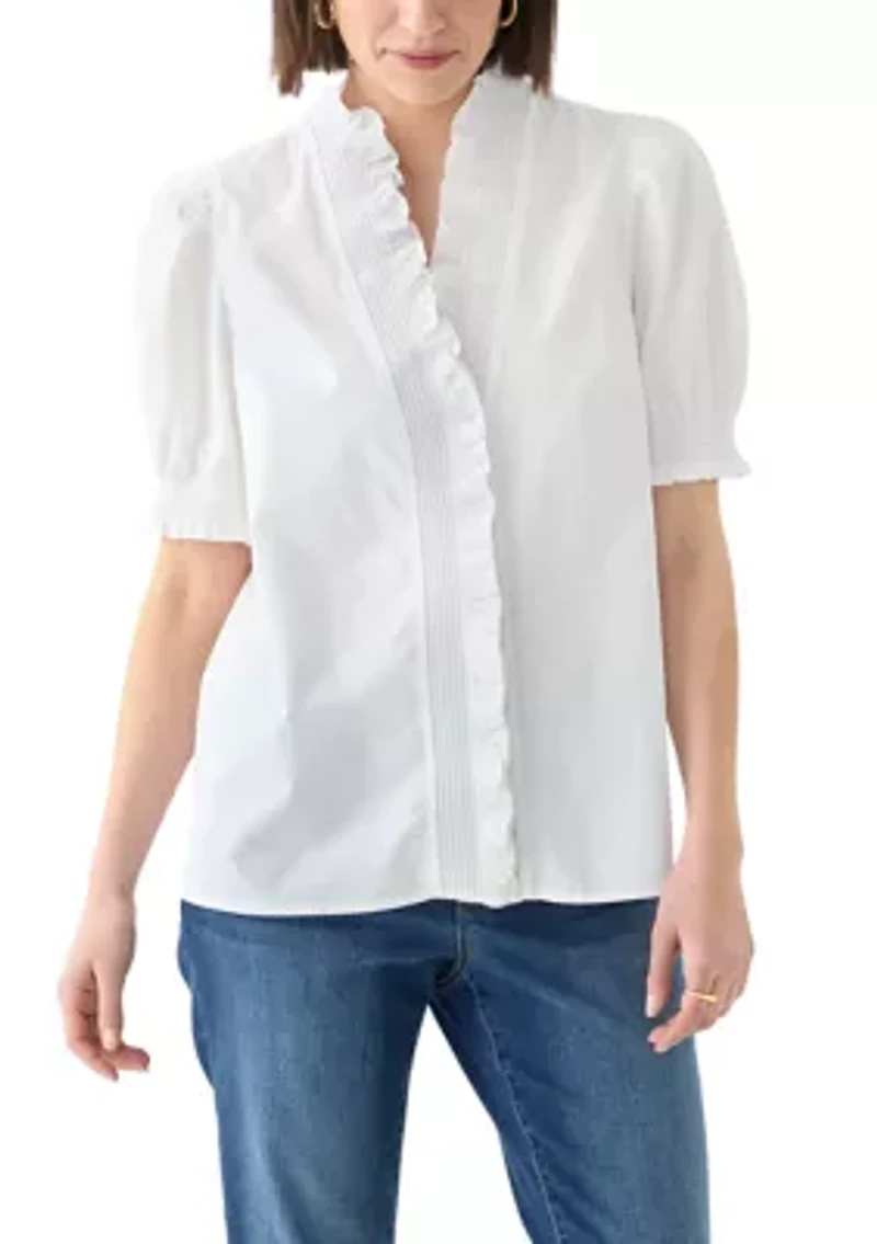 Women's Short Sleeve Smocked Ruffle Top