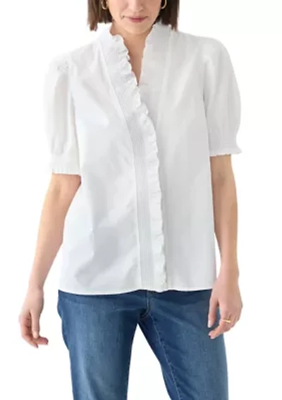 Women's Short Sleeve Smocked Ruffle Top