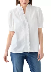 Women's Short Sleeve Smocked Ruffle Top