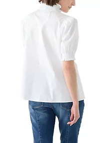 Women's Short Sleeve Smocked Ruffle Top
