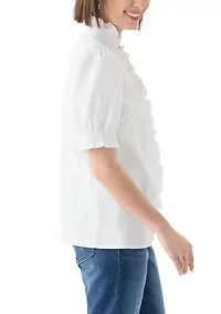 Women's Short Sleeve Smocked Ruffle Top