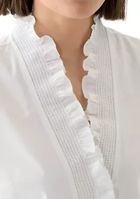 Women's Short Sleeve Smocked Ruffle Top