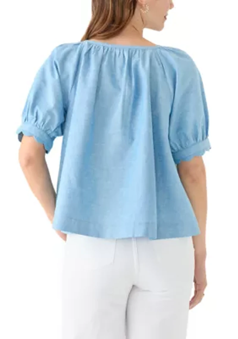 Women's Scalloped Cuff Top