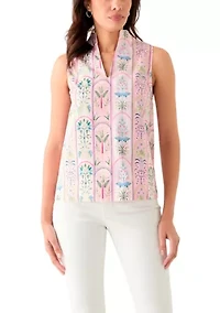 Women's Printed Split Neck Top