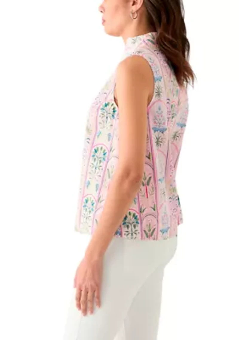 Women's Printed Split Neck Top