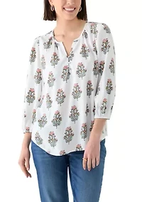 Women's Button Front Peasant Blouse