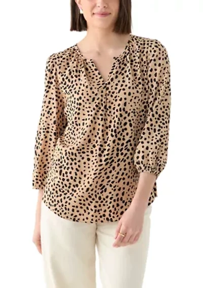 Women's Button Front Peasant Blouse