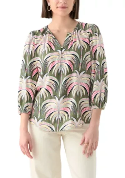 Women's Button Front Peasant Blouse