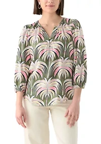 Women's Button Front Peasant Blouse