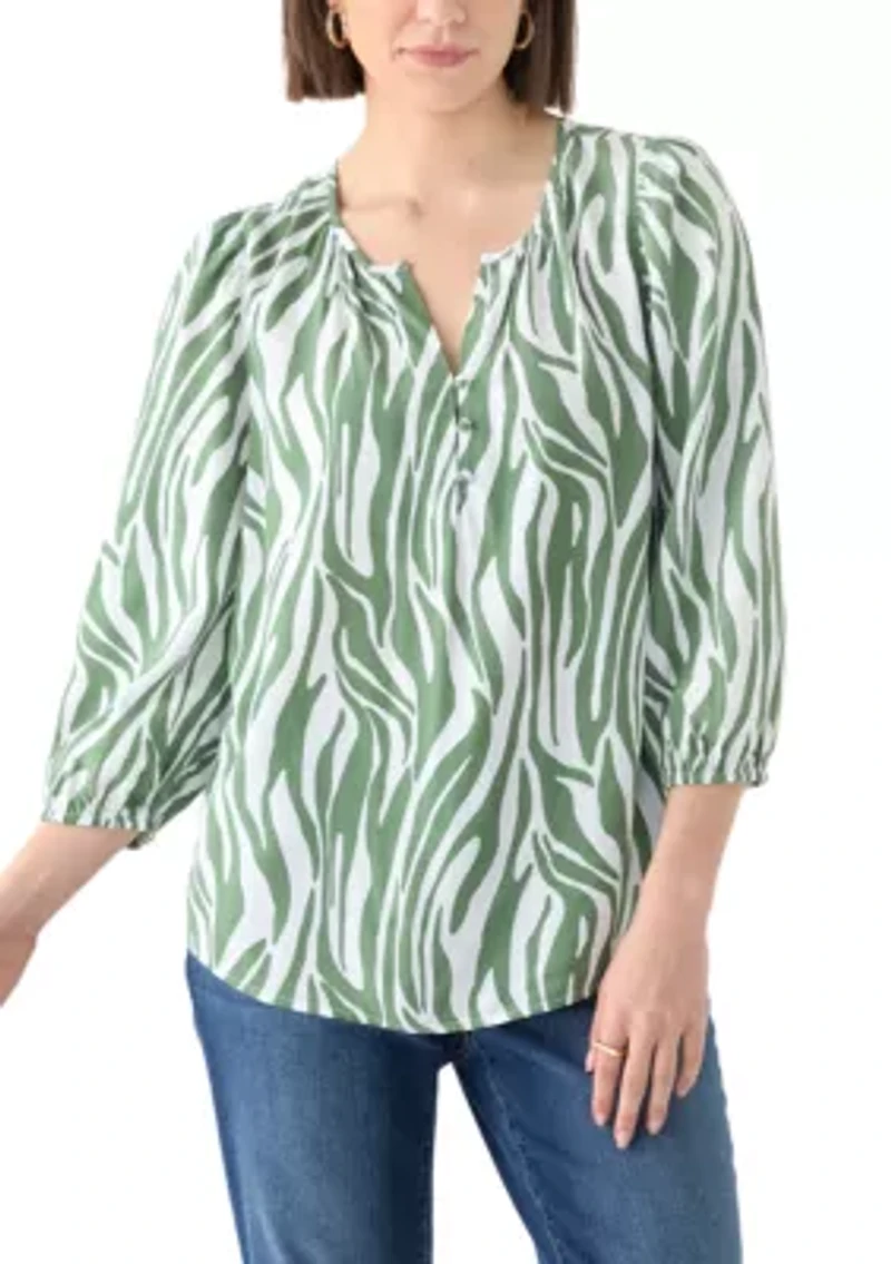 Women's Button Front Peasant Blouse