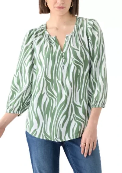 Women's Button Front Peasant Blouse