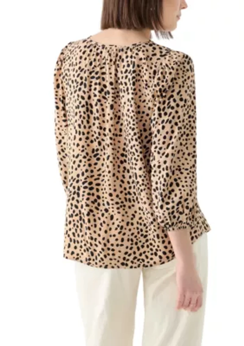 Women's Button Front Peasant Blouse