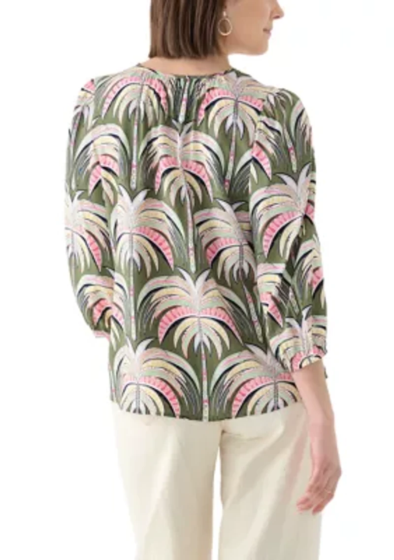 Women's Button Front Peasant Blouse