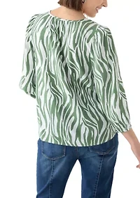 Women's Button Front Peasant Blouse