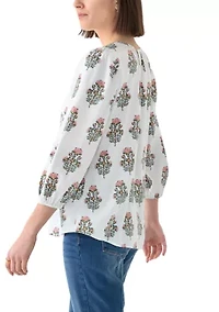 Women's Button Front Peasant Blouse