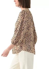 Women's Button Front Peasant Blouse