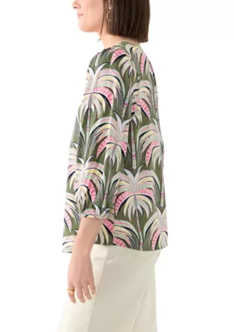 Women's Button Front Peasant Blouse
