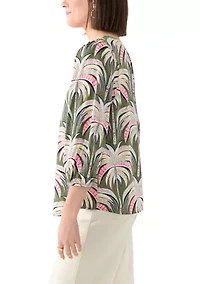 Women's Button Front Peasant Blouse