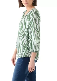 Women's Button Front Peasant Blouse